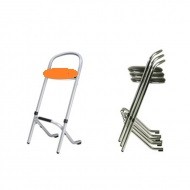 Tabouret empilable assise orange pour mange debout