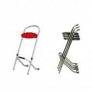 Tabouret empilable assise rouge pour mange debout