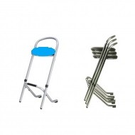 Tabouret empilable assise turquoise pour mange debout